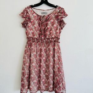 #63# Ecolour Floral Print Ruffle sleeve dress size M